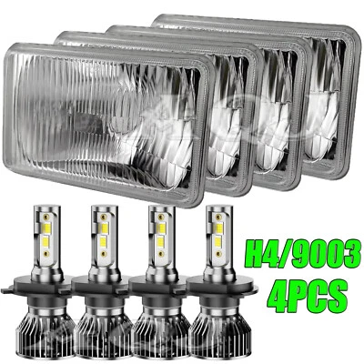 4pcs  LED Headlights Hi/Lo Beam H4 For Jeep Cherokee 1985 -1990 - Image 1 of 4