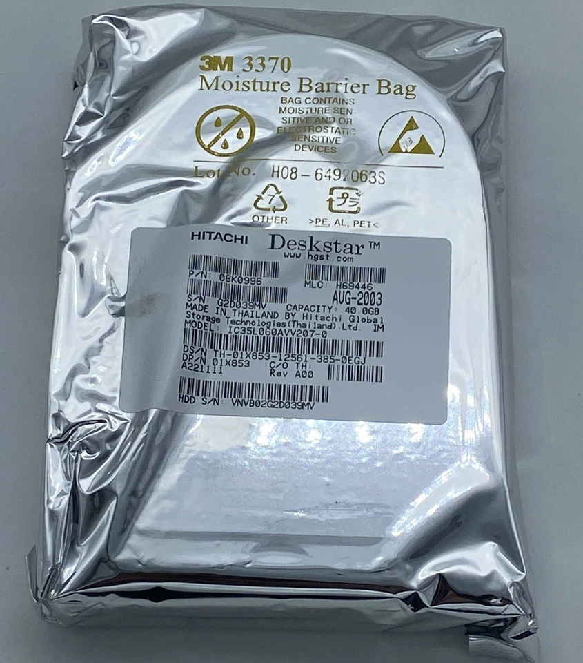 Hitachi IC35L060AVV207-0 40GB IDE Hard Drive P/N: 08K0996 MLC H69446 Brand NEW! - Image 1 of 1