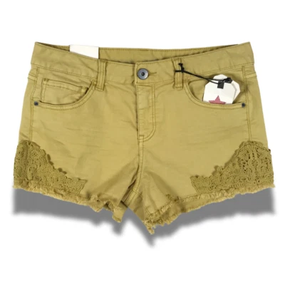 VANILLA STAR Crochet Lace Trim Cut-off Mini Denim Jean Shorts NWT 13 - Image 1 of 4