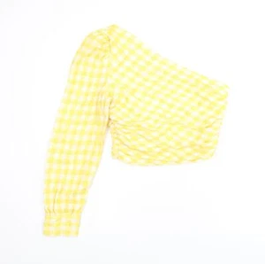 Zara Womens Yellow Polyester Blend Jersey Blouse Size M One Shoulder - Picture 1 of 10