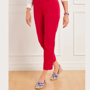 Talbots pantalone estivo rosso curvy donna taglia 8 cropped piatto davanti - Foto 1 di 9