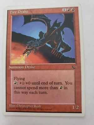 MTG Magic The Gathering Card Fire Drake Summon Drake Red The Dark 1995 - Image 1 of 2