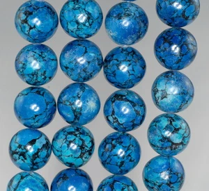 14MM BLUE TURQUOISE GEMSTONE DARK BLUE ROUND 14MM LOOSE BEADS 16inch - Picture 1 of 4