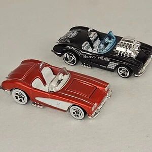 HOT WHEELS '58 CORVETTE CONVERTIBLES IN 2 STYLES - NWOB -MINT- (K233) SHIPS FREE - Picture 1 of 12