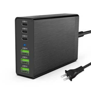 60W Charger Station, Charging Station for Multiple Devices, 6-in-1 USB C Powe... - Photo 1 sur 7