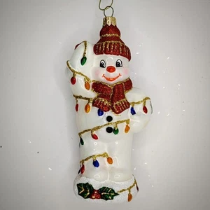 Pallina per albero di natale Pupazzo di neve Vetro soffiato cm. 16*8 - Foto 1 di 5