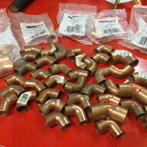 Lot Of (54) Copper Pipe Fittings Plumbing Elbows New & Old Stock Various 1/2” - Picture 1 of 6