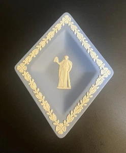 Jaspe de madera de cuña vintage hecho en Inglaterra plato pequeño en forma de diamante  - Imagen 1 de 3