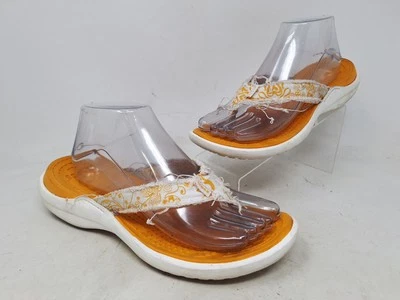 Chanclas Crocs Santa Cruz Surf Lona Envejecida Naranja Blanco Estampado Talla 8 Foto 1 de 4