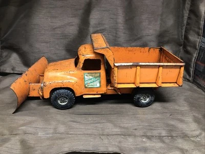 Camión de volteo Buddy L 1959 vintage mantenimiento de carreteras elevación hidráulica con arado Foto 1 de 4