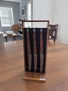 Set (6) Vintage Ekco Flint Steakmesser Set Pakkawood Griff und Halter #G5037W - Bild 1 von 12