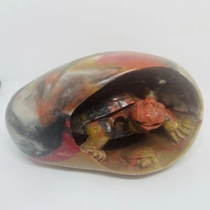 Turtle Tortoise W/ Baby Sea Ocean Handcarved Statue Animal Xlnt 7” X 4” - Picture 1 of 8