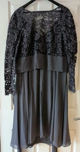 Abito Jacques Vert cravatta davanti bolero multidirezionale pizzo chiffon UK18 £ 199 B1 - Foto 1 di 4