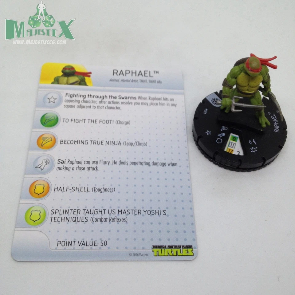Heroclix Teenage Mutant Ninja Turtles Serie 1 Rafael #001 ¡Figura común con tarjeta! Foto 1 de 1