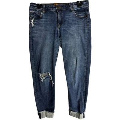 Pantalones de mezclilla KUT from the Kloth para mujer talla 6 azul oscuro Asher tobillo recto mancha Foto 1 de 4