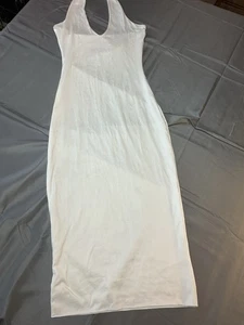 Dexire weißes figurbetontes Neckholder-Maxikleid Damengröße Large ärmellos hinten offen - Bild 1 von 5