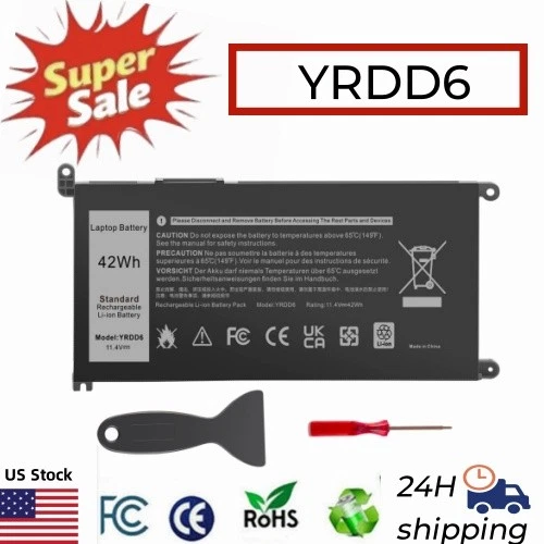 LOTE YRDD6 Bateria Para Dell Inspiron 14 3493 3582 5482 5491 2 em 1 0YRDD6 42wh  - Imagem 1 de 4