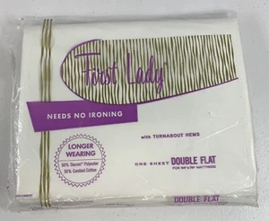 *NUOVO* Lenzuolo doppio piatto vintage anni '60 First Lady 81” x 104” NOS - Foto 1 di 2