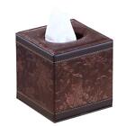Tissue Box Holder Leather Brown Square Facial Tissue Box Case Pumping Paper Case
