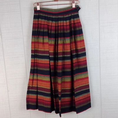 Vintage 60s Pleated Full Midi Skirt Small Black Stripe  - Image 1 of 4