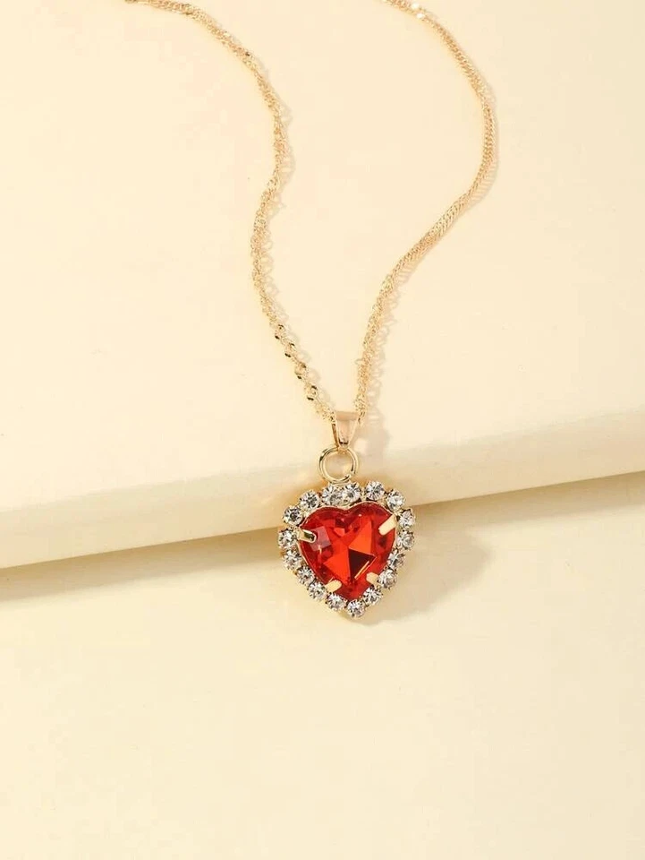 gold plated Necklace with ruby gemstone Pendant - Image 1 of 1