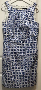 Chaps Women’s Sleeveless Blue And White Patterned Dress Size 14 New Without Tags - Picture 1 of 3