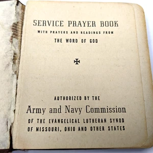 Libro de Oración de Servicio 1941 Comisión del Ejército y la Marina Sínodo Luterano 2da Ed. Segunda Guerra Mundial B1 - Imagen 1 de 7