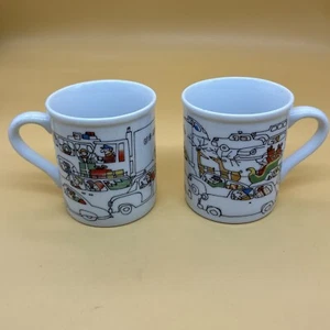 Christmas Reindeer Holiday Coffee Cup Mugs US Mail Pair Toscany Collection Japan - Picture 1 of 15