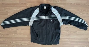 Adidas Black Full Zip Tracking Windbreaker Men's L Relaxed Fit (25" pit to pit) - Picture 1 of 6