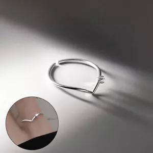 Anello Regolabile Argento Moda Zircone Semplice per Donna Accessori Gioielli - Foto 1 di 9