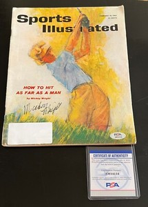 1962 MICKEY WRIGHT SIGNED AUTOGRAPHED PSA SPORTS ILLUSTRADED #2 ALL TIME WINS.