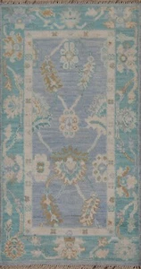 Traditional Geometric Oushak Turkish Rug 2x4 Wool Hand-knotted Decorative Carpet - Picture 1 of 12