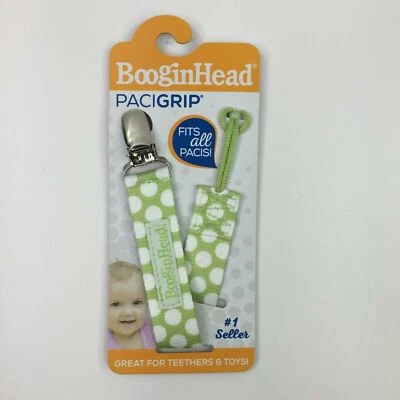 BooginHead PaciGrip Soporte Clip Chupete Universal Lazo VERDE + LUNARES NUEVO Foto 1 de 4