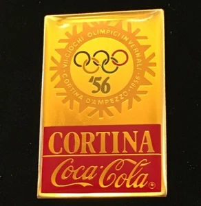1956 Cortina Olympic Pin ~ Sponsor ~ Coca Cola ~ Coke ~ Commemorative Poster - Picture 1 of 2