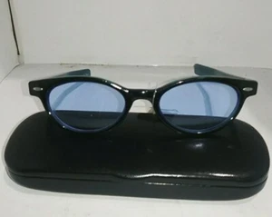 BRILLE VINTAGE NEU MIT ETIKETT TÜRKIS & SCHWARZ SONNENBRILLE MIT BLAUEN GLÄSERN... - Bild 1 von 5