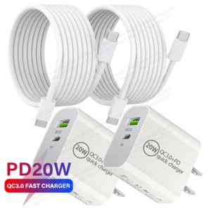 For iPhone 15 16 Android 20W USB C Fast Charger Block Type C Cable Power Adapter - Picture 1 of 16