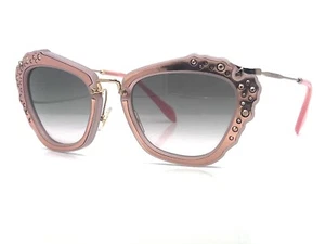 New Authentic MIU MIU SMU 04Q TV1 - 4Q0 Sunglasses Pink & Gold Frame - Picture 1 of 6