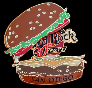 SAN DIEGO CALIFORNIA 30th ANNIVERSARY OPENING HINGED BURGER Hard Rock Cafe PIN - Picture 1 of 1