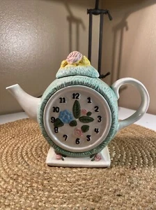 Ceramic Tea Time Themed Teapot 7" Decoration Only - Picture 1 of 9