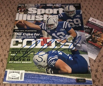 ANDREW LUCK SIGNED SPORTS ILLUSTRATED FOOTBALL JSA AUTOGRAPH COLTS EXACT PROOF - Image 1 of 2