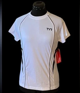 TYR Women’s Female Competitor Tech Tee White/Black Size S TFTRE6A NWT $30 - Picture 1 of 7