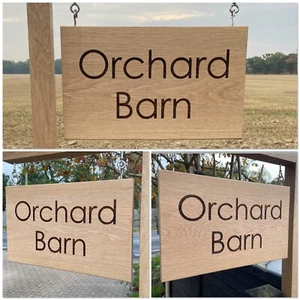 Personalised Custom Size Swing/hanging Oak House Sign Carved Engraved With hooks - Picture 1 of 10