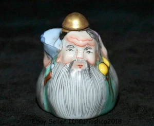 2.2" Qianlong Marked Famile Rose Porcelain Fu Lu Shou God snuff box snuff Bottle - Picture 1 of 5