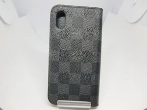 Auth LOUIS VUITTON iPhone X XS Folio Case Monogram Eclipse - Picture 1 of 12