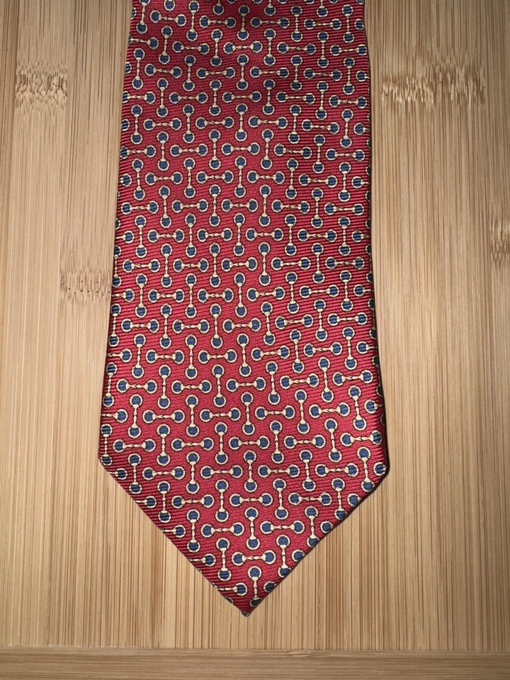 Roundtree & Yorke Red Multicolor Geometric Silk Tie - 62L 3.75W - Image 1 of 2