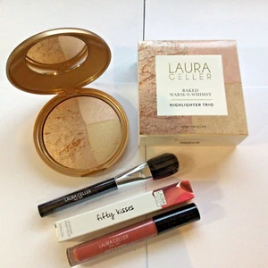 Laura Geller Baked Warm N Whimsy Highlighter Palette + Lip Gloss ++ - Picture 1 of 2