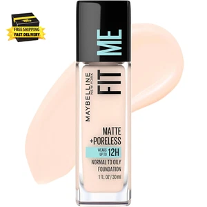 Fit Me Matte + Poreless Liquid Oil-Free Foundation Makeup, Fair Porcelain, 1 Cou - Picture 1 of 8