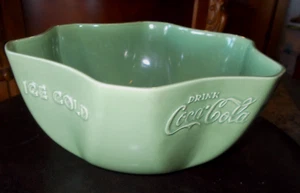 Rare Vintage 1930's Vernonware Green Coca Cola Ice Bowl Ice Cold Coca Cola Old - Picture 1 of 3