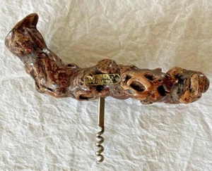 French Burl Wood Corkscrew Laurent Siret Wine Bottle Opener Louis Max Beaune  - Picture 1 of 8