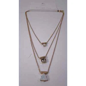 Taylor LOFT Women's Modern Opal Smoke Geo Gemstone Tiered Necklace NWT 35 - Picture 1 of 3